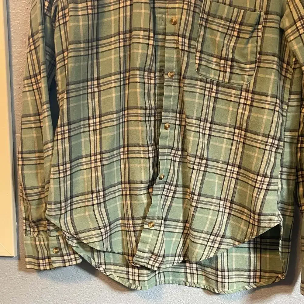 Hollister S Small Seafoam Plaid Button Up Long Sleeve Flannel y2k